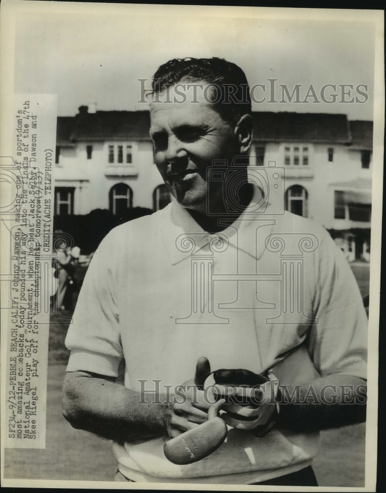 1947 Press Photo Johnny Dawson discusses comeback win over JAck Selby- Historic Images