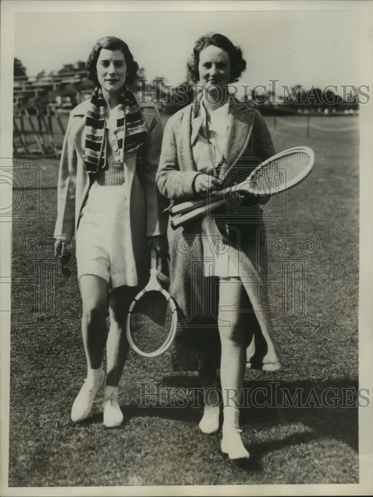 1936 Press Photo Virginia Rice Johnson & Katharine Winthrop at Tennis Tourney- Historic Images