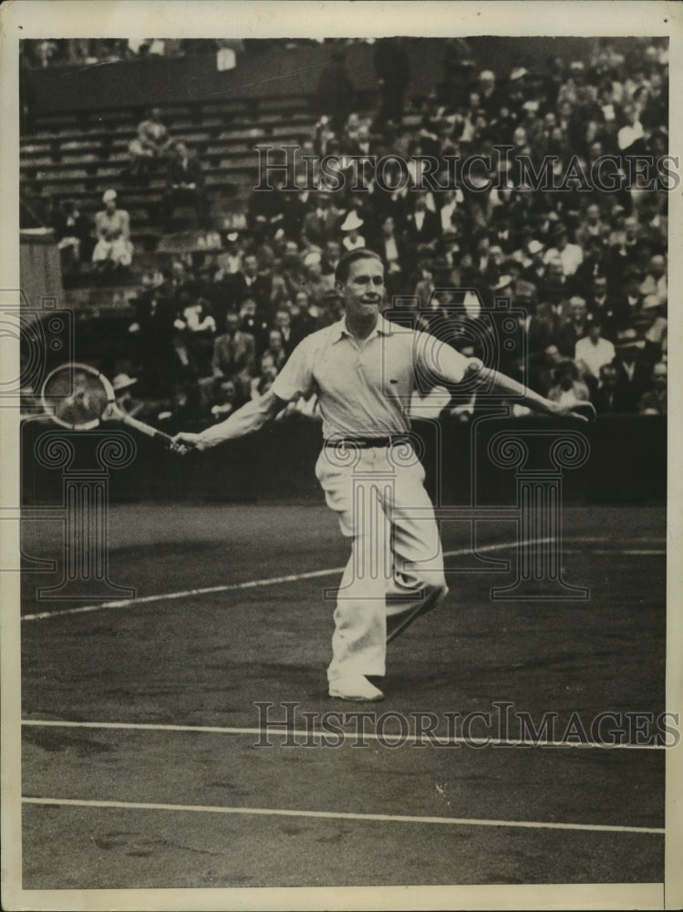 1935 Gotterier Von Cramm in Action During Semi-Final Match in Paris - Historic Images
