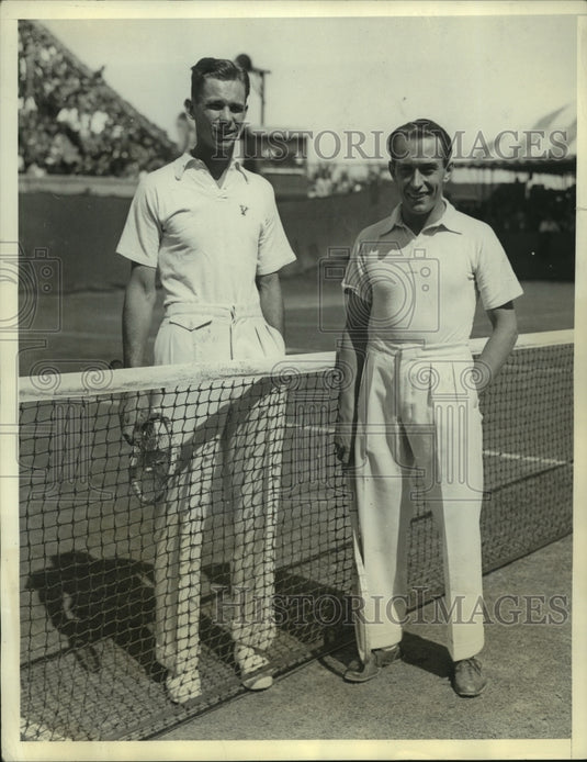 1939 Press Photo Ellswoth Vines Jr & Henri Cochet at Singles Tennis championship- Historic Images