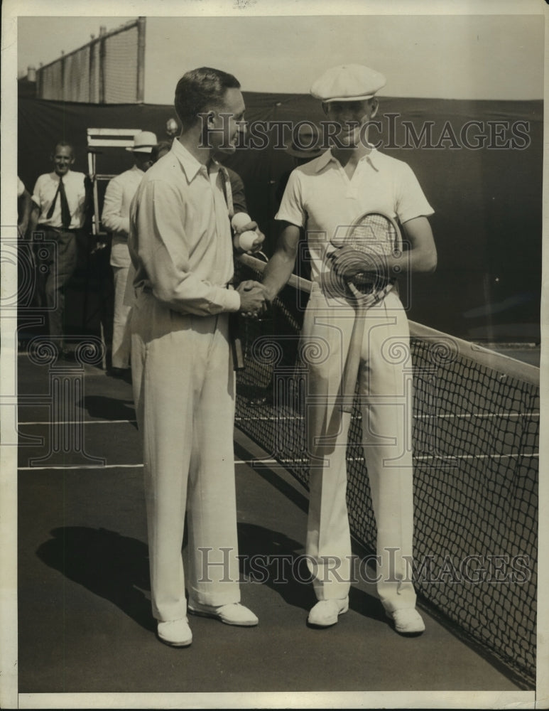 1932 Press Photo Frank Shields and Ellsworth Vines of the U.S. Davis Cup Team - Historic Images