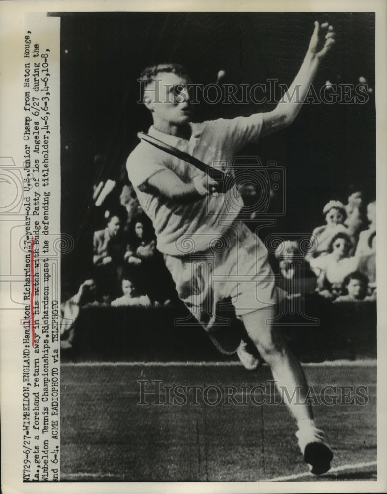 1951 Hamilton Richardson gets forehand return away vs Budge Patty - Historic Images