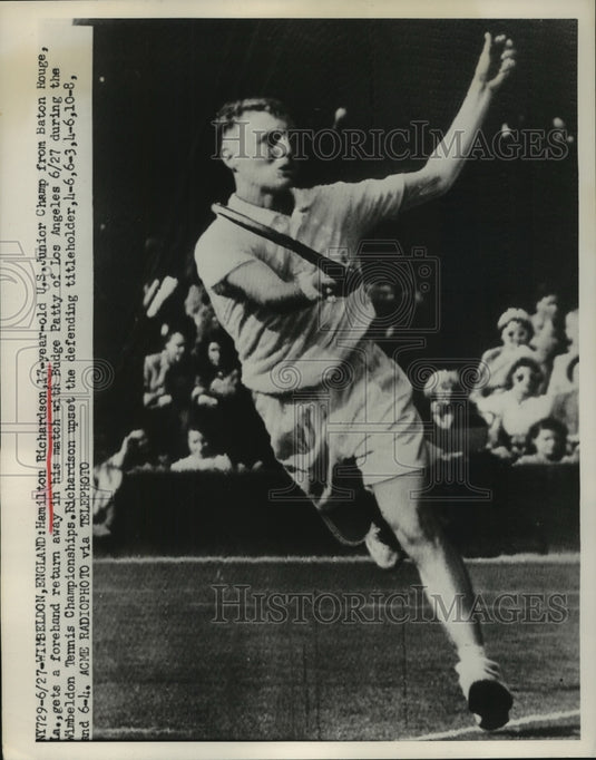 1951 Hamilton Richardson gets forehand return away vs Budge Patty - Historic Images