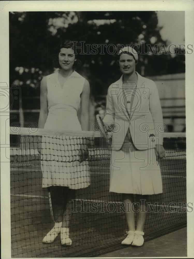1931 Press Photo Miss Virginia Rice & Penelope Anderson at Tennis Court Bermuda - Historic Images