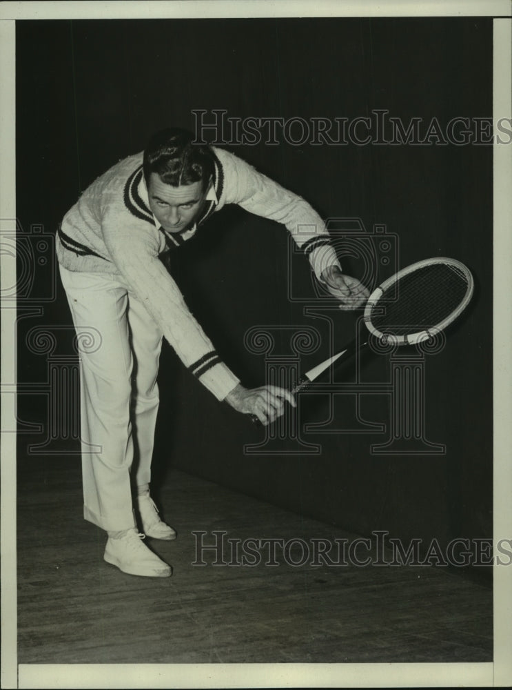 1936 Press Photo Gregory Mangin during Nat&#39;l Indoor tennis Championship - Historic Images