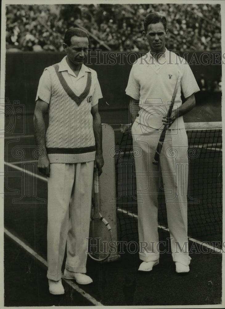 1932 Press Photo J. Borotra &amp; vines before their match at Stade Roland Garros- Historic Images