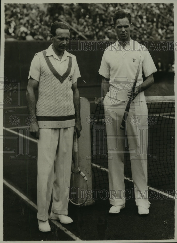 1932 Press Photo J. Borotra & vines before their match at Stade Roland Garros- Historic Images