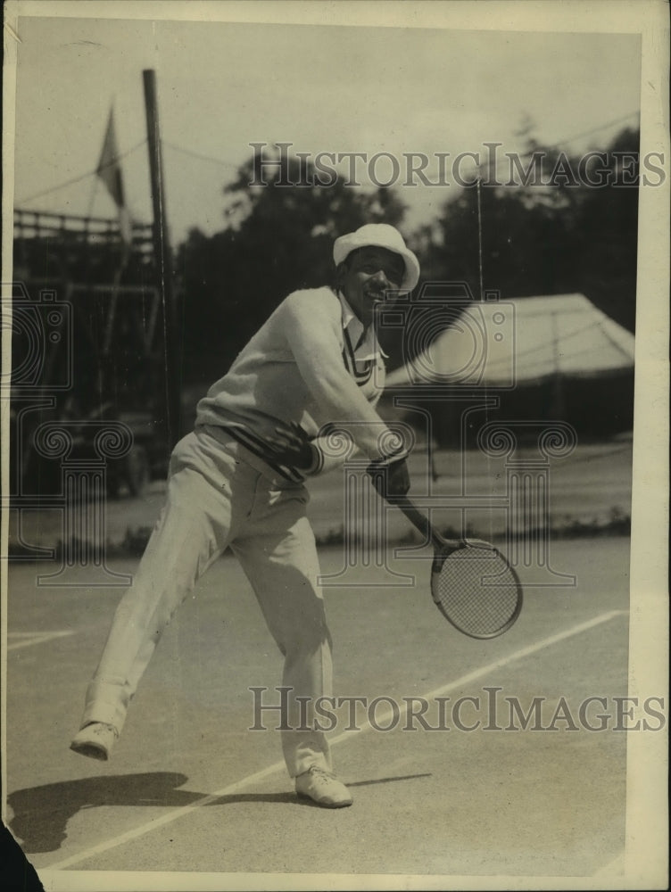 1925 Press Photo M. Fukuda of the Japanese Tennis team trains for Longwood- Historic Images