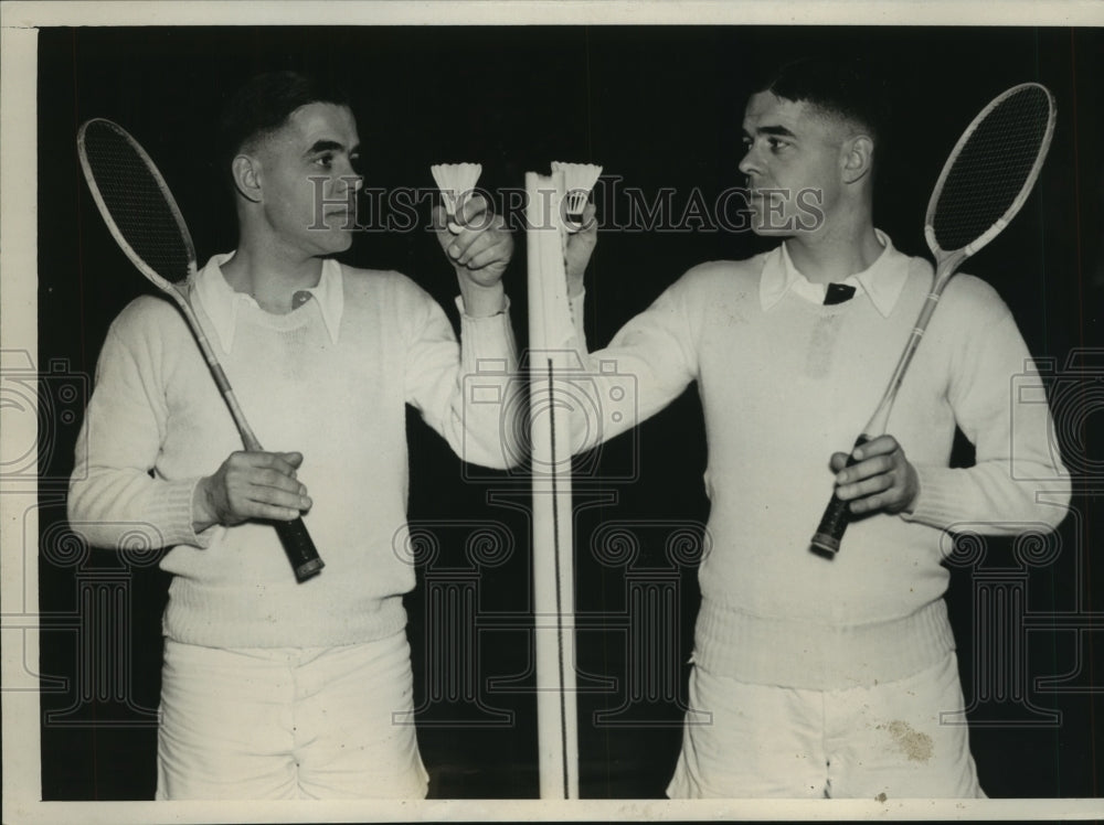 1937 Press Photo Phil and Don Richardson at 1st National Badminton championships- Historic Images