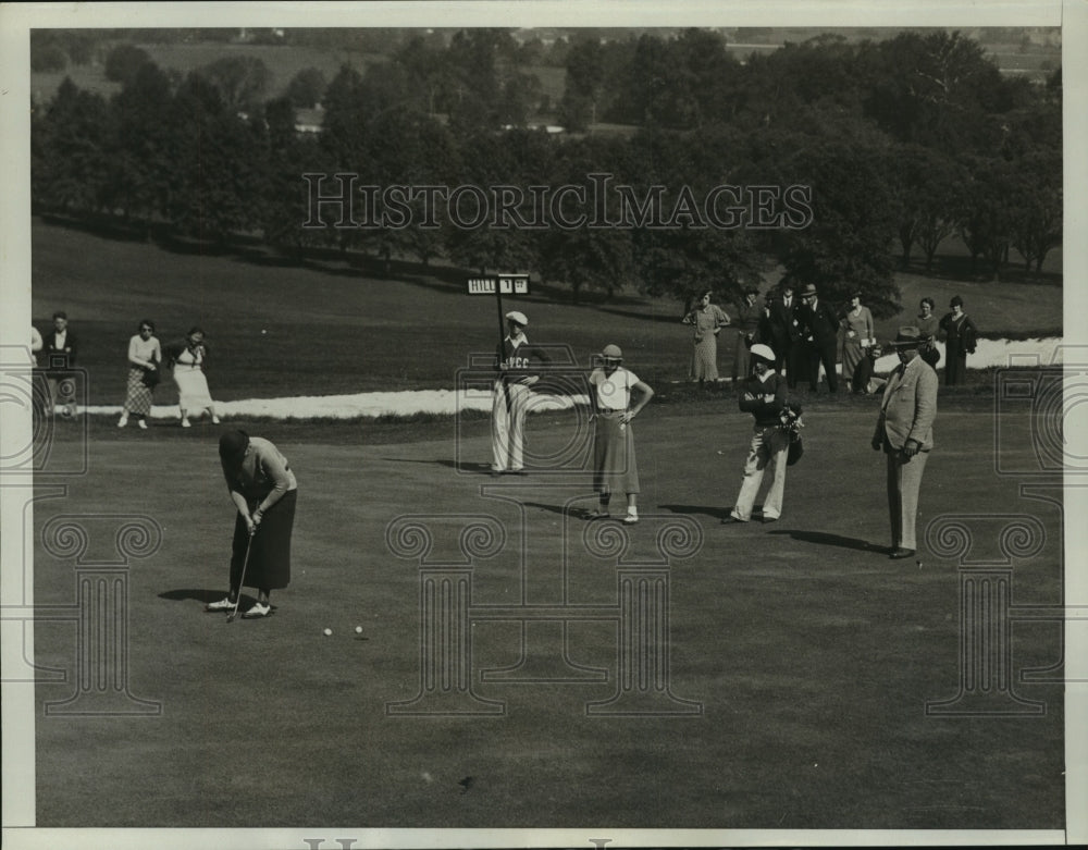 1934 Press Photo Mrs. Opal Hill at Women&#39;s National Golf Championship - Historic Images