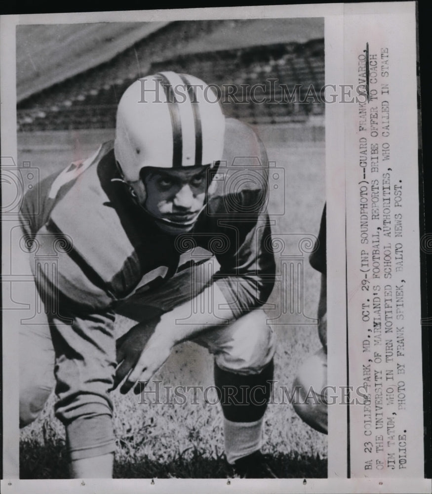 1952 Press Photo University of Maryland football guard Frank Navarro - net00926 - Historic Images