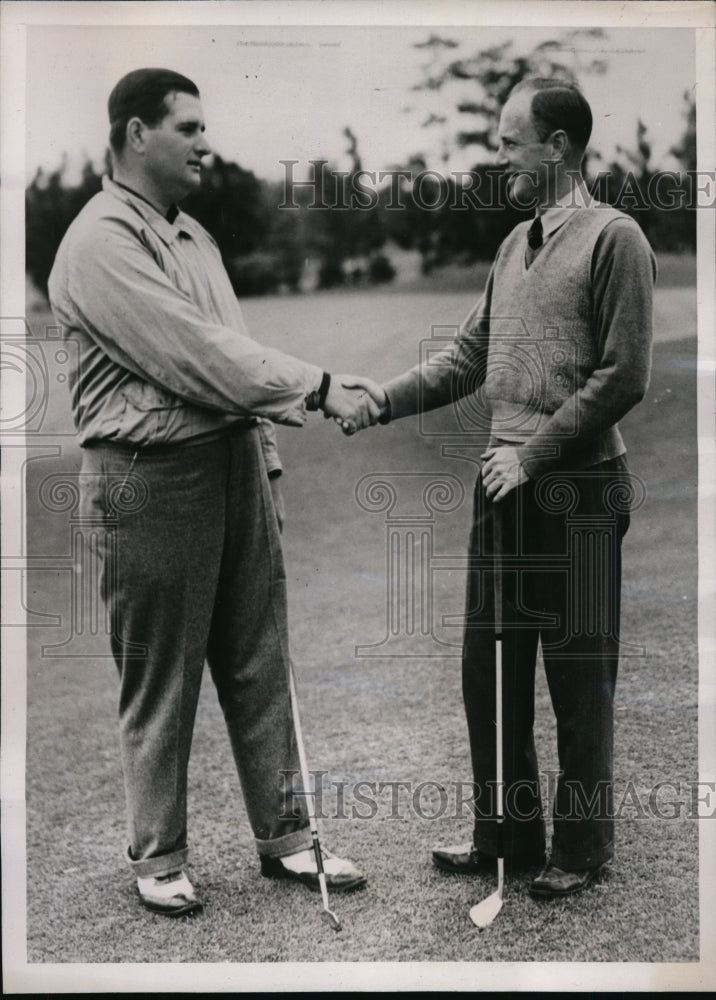 1938 Press Photo Golfers George Dunlap and Morton McCarthy at Pinehurst, NC- Historic Images