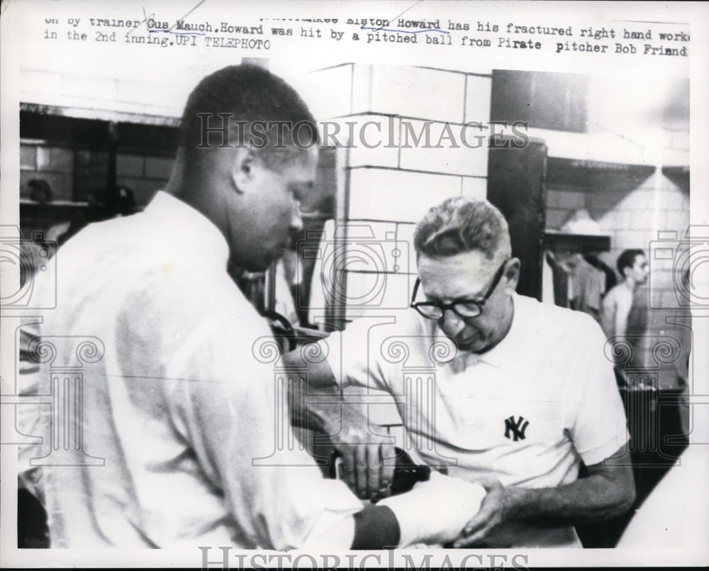 1960 New York Yankees Elston Howard worked on by trainer Gus Mauch-Historic Images