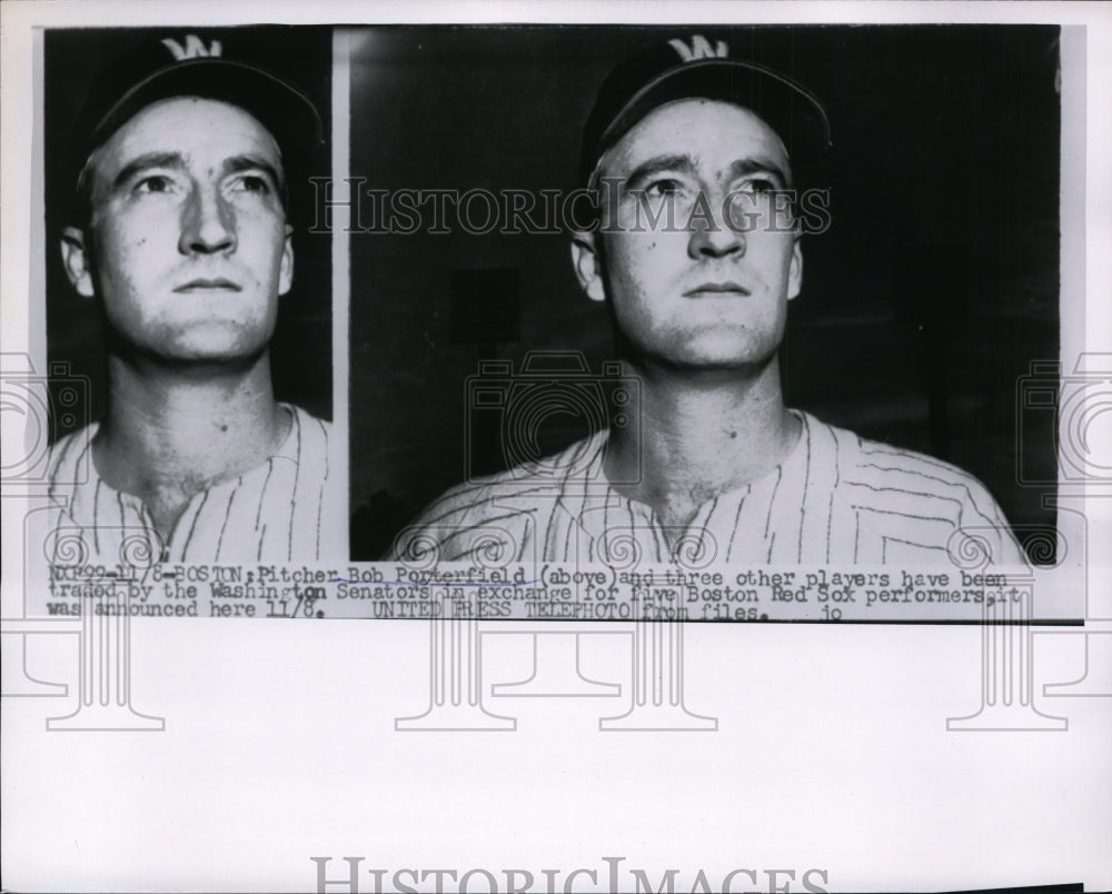 1955 Press Photo Pitcher Bob Porterfield traded by Senators to Red Sox - Historic Images