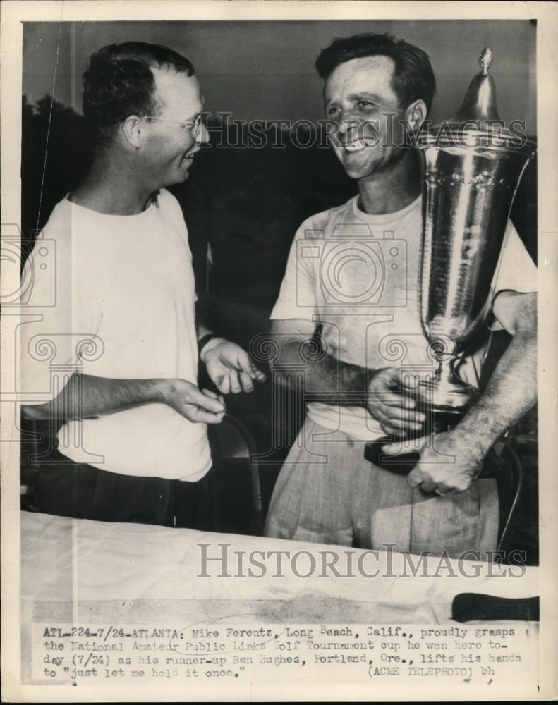 Press Photo Mike Ferentz & National Public Links Amateur golf trophy- Historic Images