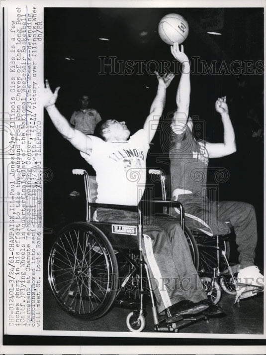 1961 Press Photo Paul Jones of Illinois Gizz Kids, wheelchair basketball- Historic Images