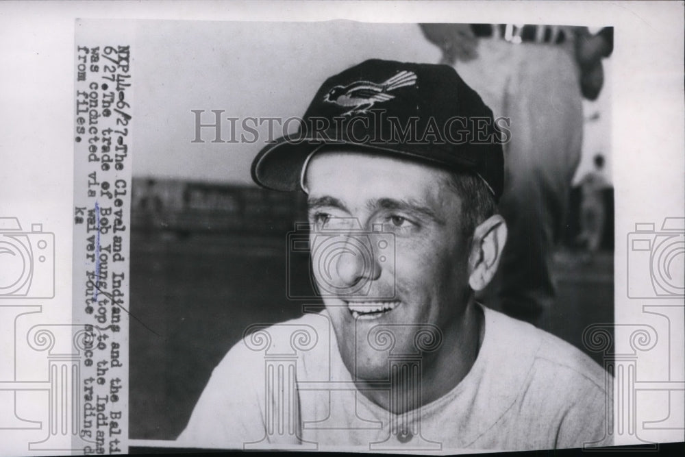 1955 Press Photo Baltimore Orioles second baseman Bobby Young traded to Indians - Historic Images