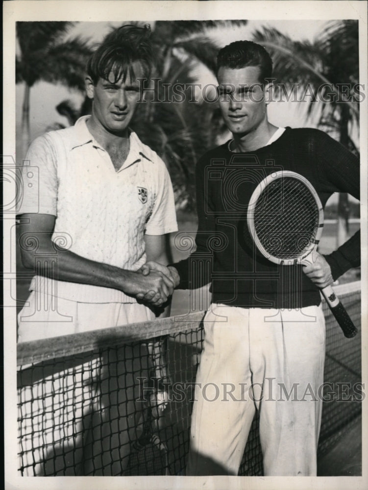 1940 Press Photo Gardner Mulloy, Charles Hare at Florida Tennis championships - Historic Images