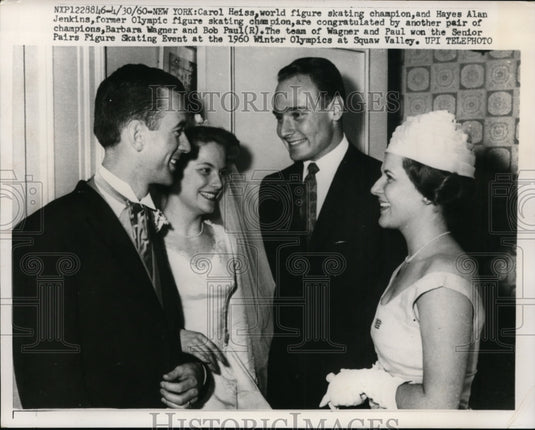 1960 Press Photo Skater Carol Heiss, Hayes Al Jenkins, Barbara Wagner, Bob Paul - Historic Images