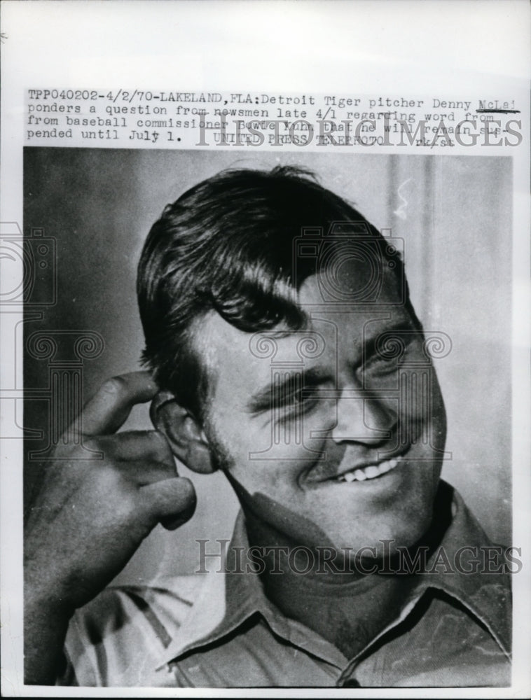 1970 Press Photo Detroit Tiger pitcher Denny McLain at Lakeland Florida- Historic Images