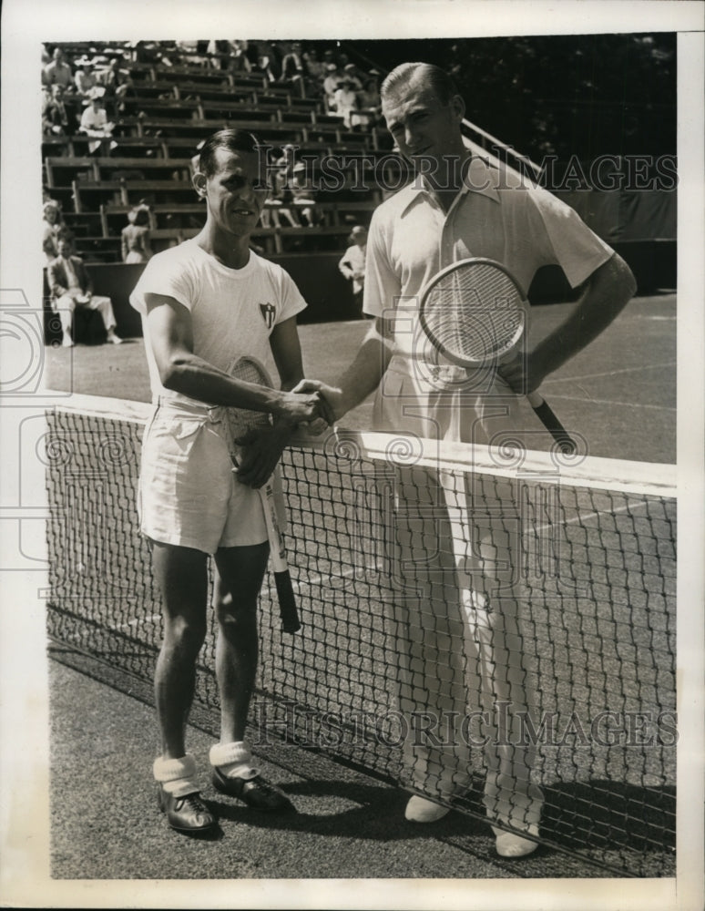 1939 Press Photo Jose Aguero Cuban Davis Cup tennis & Australian John Bromlich - Historic Images