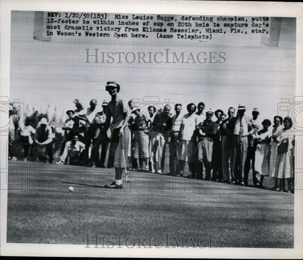 1950 Press Photo Louise Suggs wins match at Women's Western Open tournament - Historic Images
