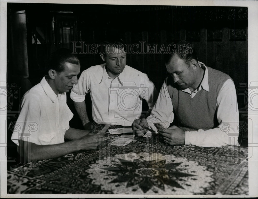 1933 Press Photo Boxer Jack Sharkey, Tony Pallazola &amp; trainer Al Tracy in NY - Historic Images