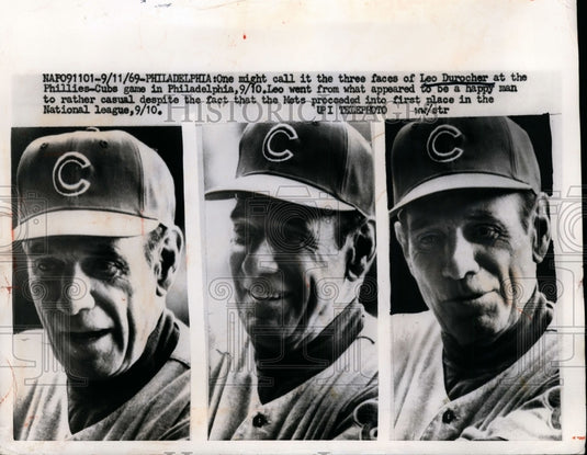 1969 Press Photo Leo Durocher at game of Phillies vs Cubs in Philadelphia - Historic Images