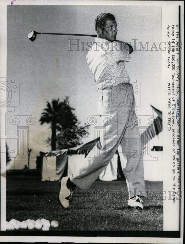 1958 Press Photo Golfer Al Basselink competes in the Tournament of Champions - Historic Images