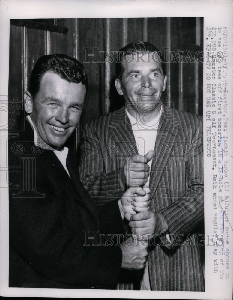 1959 Press Photo Golfers Jackie Burke and Julius Boros before Houston Classic - Historic Images