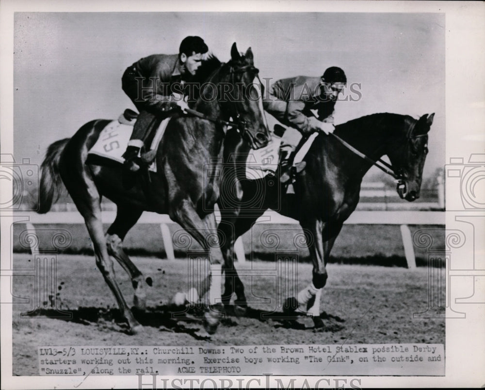 1951 Press Photo Possible Kentucky Derby horses The Gink and Snuzzle - net09787 - Historic Images