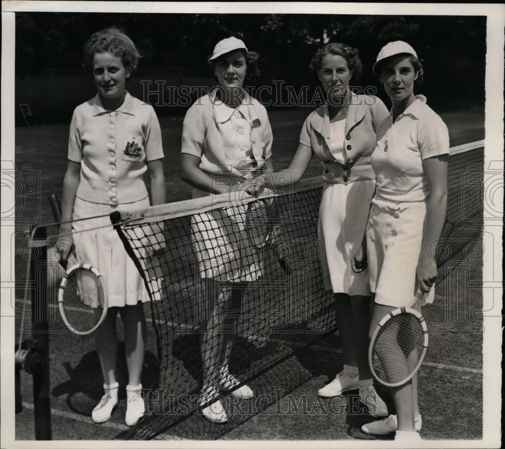 1938 Press Photo Mrs Harry Hopman, Dorothy Stevenson tennis vs Margot Lumb - Historic Images