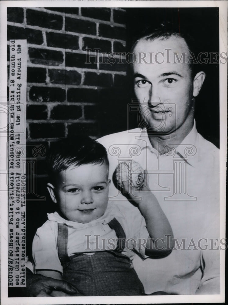 1950 Press Photo Howie Pollet St Louis Cardinal pitcher & son Christopher- Historic Images