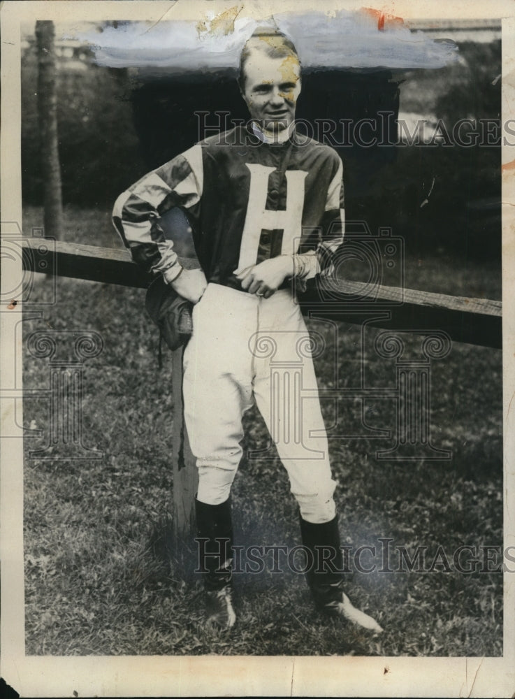 1930 Press Photo Jockey Earl Sande at Hare De Grace Md rode Rock Slide - Historic Images