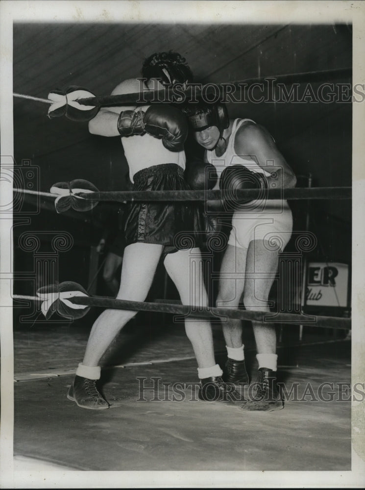 1934 Press Photo Barney Ross vs Phil Rafferty train for Jimmy McLarnin bout - Historic Images