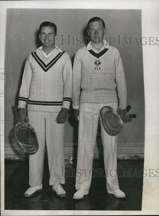 1933 Press Photo Gregory Mangin, GN Cooper US tennis players vs British - Historic Images