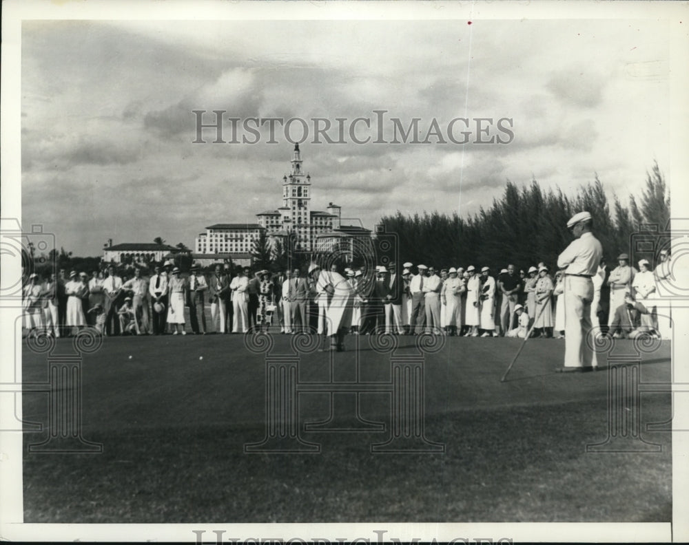 1935 Press Photo Mrs Joe Bydolek in 3rd Miami Biltmore Amateur golf in Fla - Historic Images