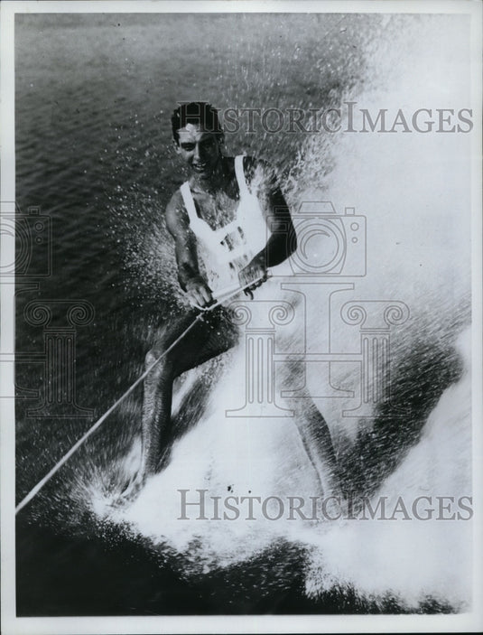 1962 Press Photo Jimmy Jackson on water skis behind a boat - net13349 - Historic Images