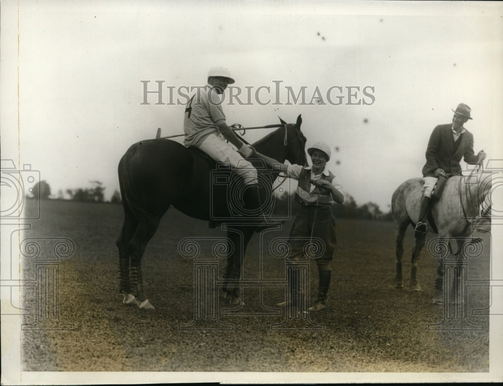 1928 Press Photo Becky Lanier, JD Watson of Greenwich polo team in CT- Historic Images