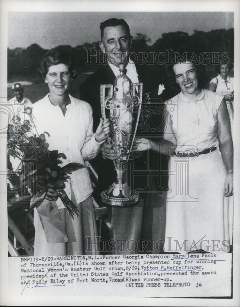 1953 Press Photo Mary Lena Faulk won National Amateur Golf in RI - net14544- Historic Images