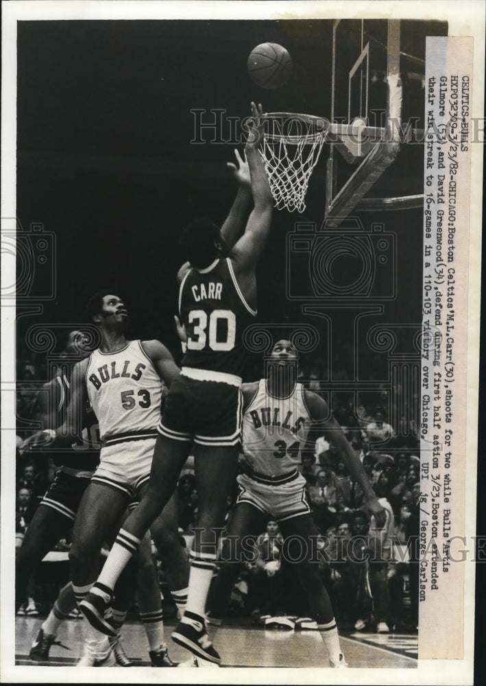 1982 Press Photo Celtics ML Carr vs Bulls Artis Gilmore, David Greenwood- Historic Images