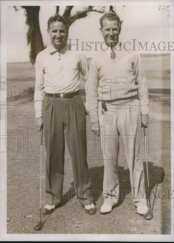 1937 Press Photo Mark Stuart, Jim Hines in Pro-Am golf at St Augustine Fla- Historic Images