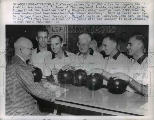 1958 Press Photo Bowlers Vern Turner, Bob Lehman, Al Porto, George Brock - Historic Images