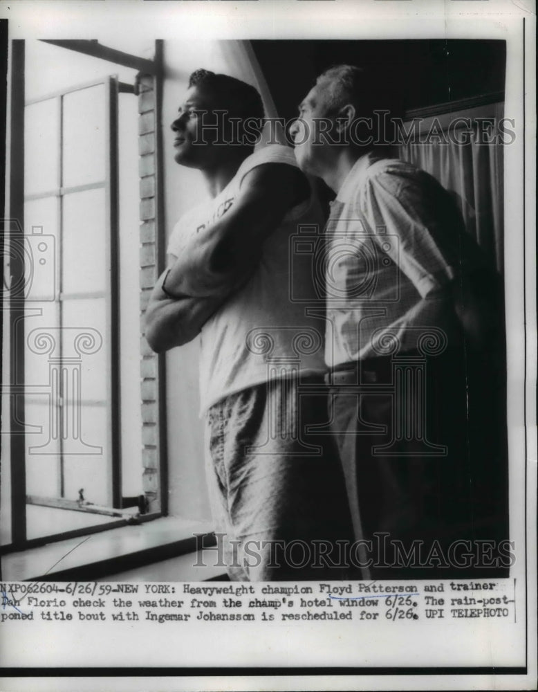 1959 Press Photo Champ Floyd Patterson &amp; trainer Dan Florio for I Johansson bout- Historic Images