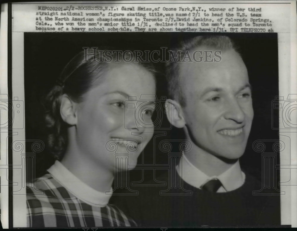 1959 Press Photo Carol Heiss National womens figure skater &amp; David Jenkins- Historic Images