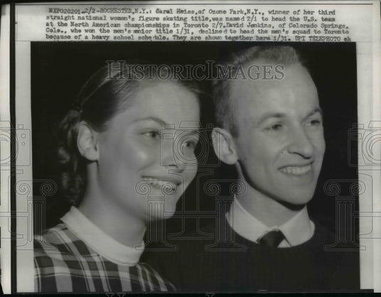 1959 Press Photo Carol Heiss National womens figure skater & David Jenkins- Historic Images