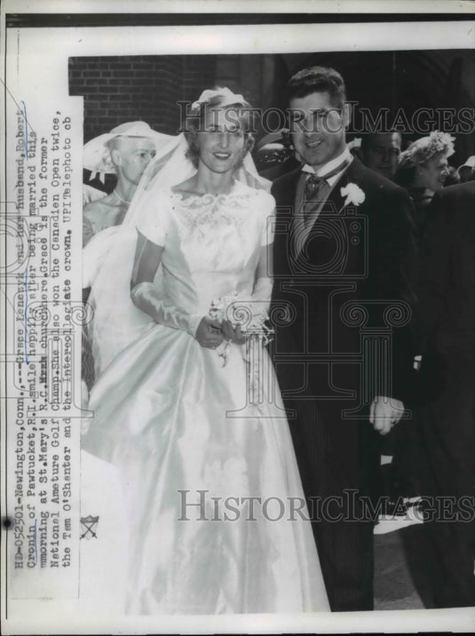 1958 Press Photo Golfer Grace Lenezyk & new husband Robert Cronin - net19981 - Historic Images