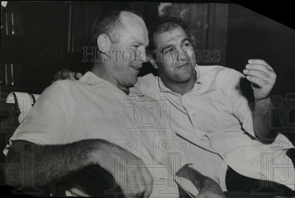 Press Photo Rocky Marciano & Pete Rodemaier at training camp - net21001 - Historic Images