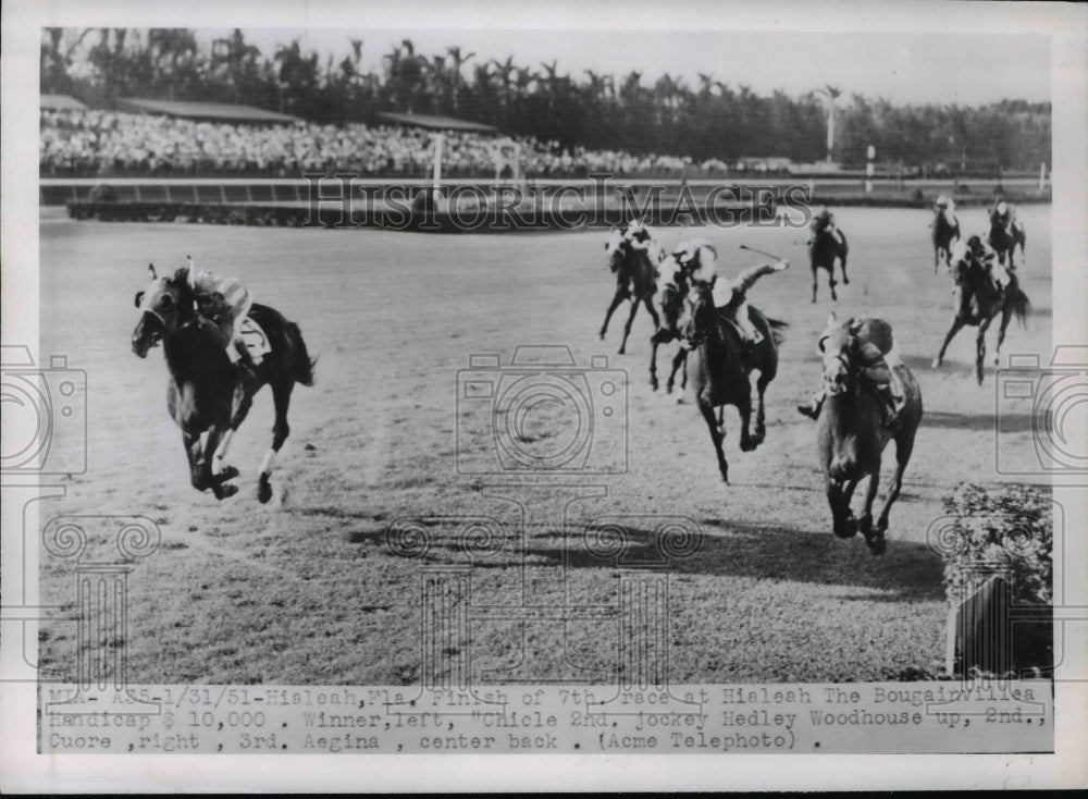 1951 Press Photo Chicle wins The Bougainville Handicap race at Hialeah Park- Historic Images