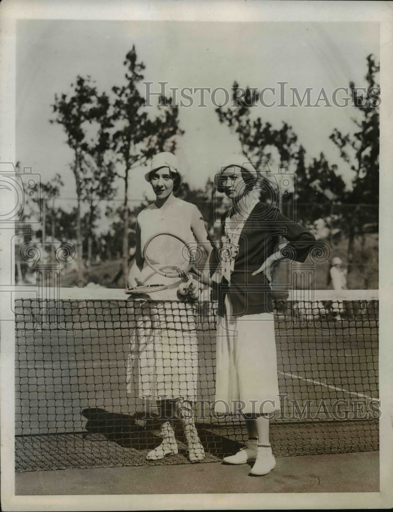 1932 Press Photo Mrs Calvin Neff, Mrs Frank Fisher at Tennis at Bermuda - Historic Images
